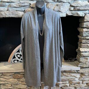 Lands' End Women's Cashmere Open Cardigan Sweater, Gray, NWT